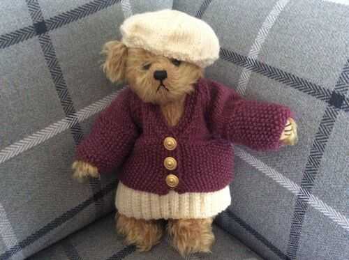 Hand Knitted outfit for a  10 inch Bear