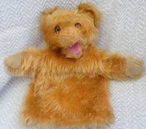 GORGEOUS VINTAGE MOHAIR OPEN MOUTH TEDDY BEAR GLOVE PUPPET-STRAW FILLED HEAD