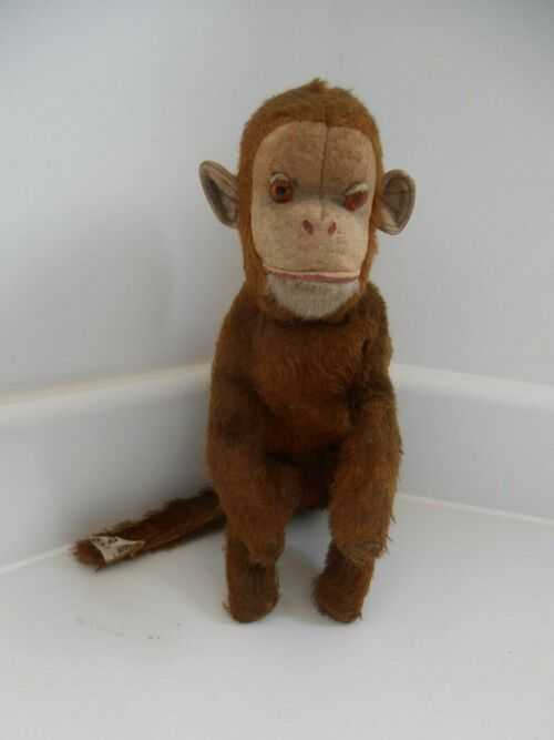 OLD VINTAGE MOHAIR STRAW FILLED TOY MONKEY 12