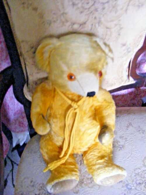 Old vintage mohair teddy bear Deans Childsplay gold mohair velvet paws 16 inches