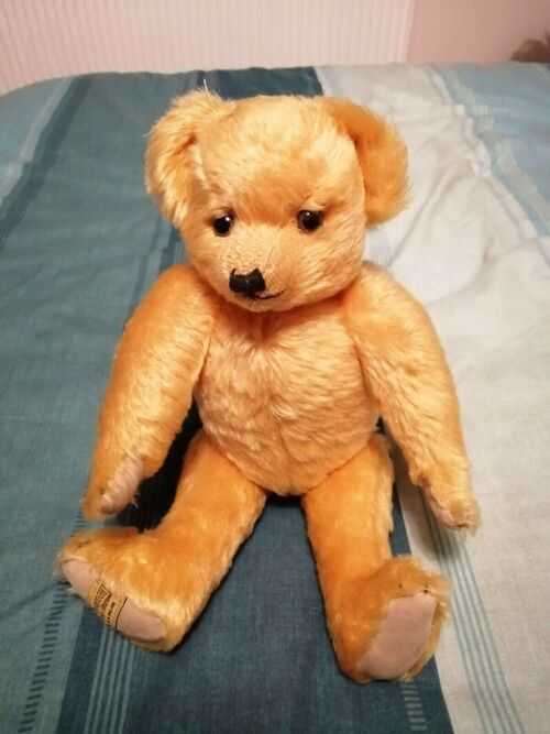 Vintage Merrythought Yellow Jointed and Stuffed Teddy Bear
