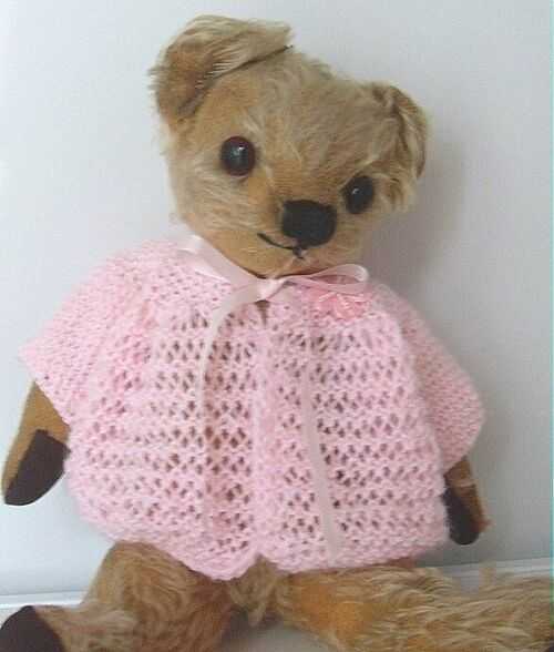 BEAR WEAR Hand knitted vintage style shell pink cardigan for approx.12
