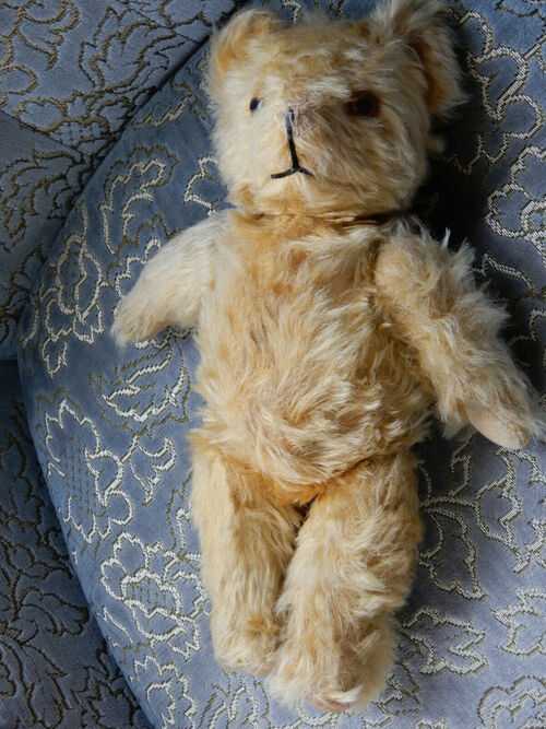 Vintage Teddy Bear remains of label on back size 14 ins