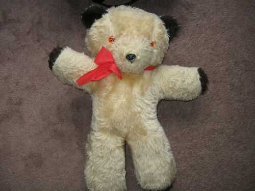vintage/old teddy bear - firm filled with zip neck