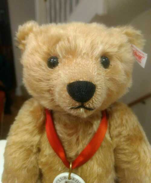 Steiff Bear Franz Bear with Bag, Wooden Stamp and Certificate 420405 for adoption