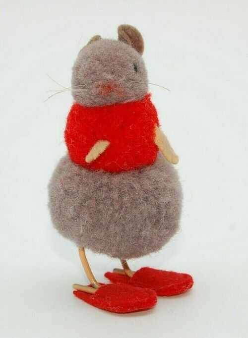 Very Rare Vintage Steiff Pom Pom Slipper Mouse/Maus Wool Miniature~Teddy Bear