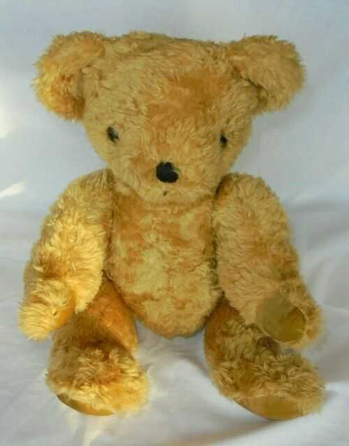 VINTAGE HANDSOME GOLDEN BROWN TEDDY BEAR FULLY JOINTED  SOFT HOLDABLE EARS