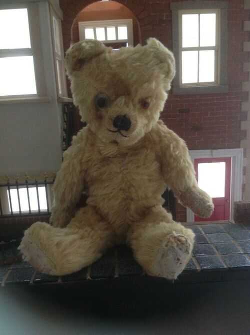 Vintage little mohair bear, all jointed old eyes 12 inches high. Mohair nice