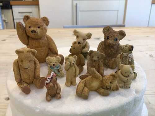 Vintage antique miniature bears,small ornamental toy teddy bears.12 bears