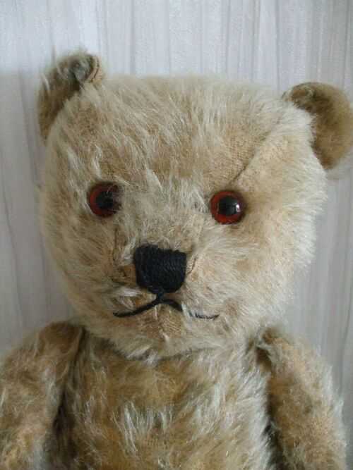 Lovely antique teddy bear Chiltern flat faced hugmee 17