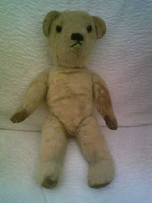 Vintage  Jointed Teddy Bear Vintage 1940s.16 ins Tall True 1940s Vintage Teddy
