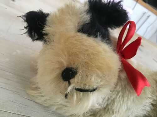 Antique vintage Fox terrier,German straw stuffed mohair toy dog,bears pal.