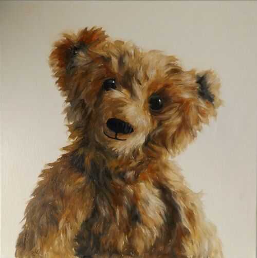 New Original Teddy Bear Oil Painting 15 x 15 ins Bobby Cox
