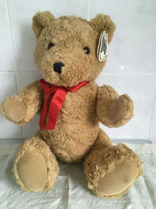 Vintage 'Classic' Teddy Bear Hand Made with Red Ribbon and Original Tags c 1960