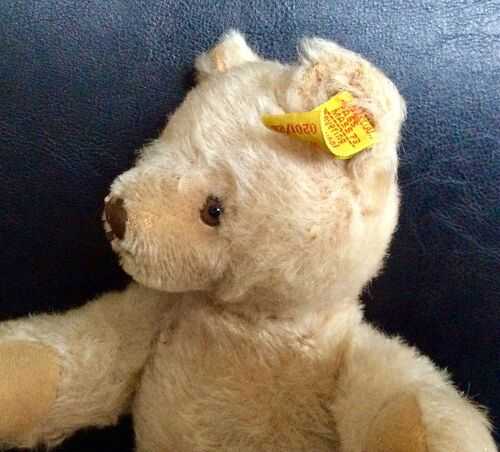 Steiff Blonde mohair vintage teddy bear with squeaker