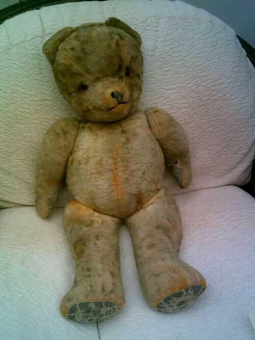 Vintage Large Jointed Teddy Bear Vintage 1950s.25 ins Tall Jingle Sound