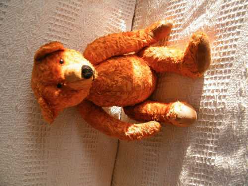 vintage antique teddy bear 17 inches Glass eyes Fully jointed