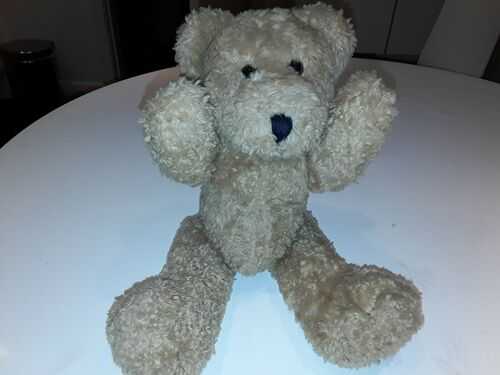 Vintage jointed teddy bear, 14inches, some attention required, label cut on back