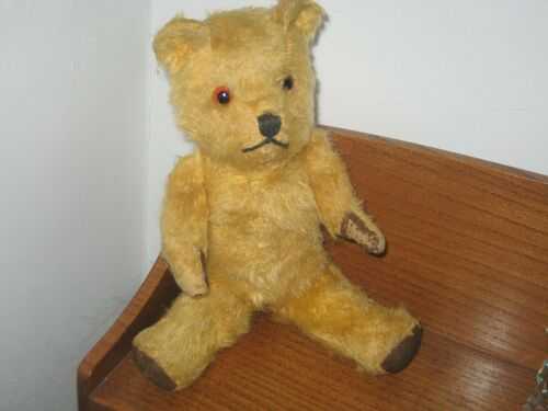 OLD MOHAIR TEDDY BEAR POSSIBLY EARLY 1940`s CHILTERN HUGMEE FLAT FACE * 27cm