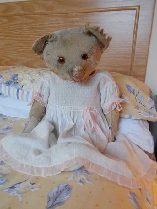 Beautiful Old/Antique Handmade Baby Dress with Ribbons - Bears / Dolls
