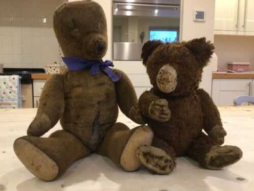 Antique Vintage Sad Old Bears For Repair.2 toy bears.