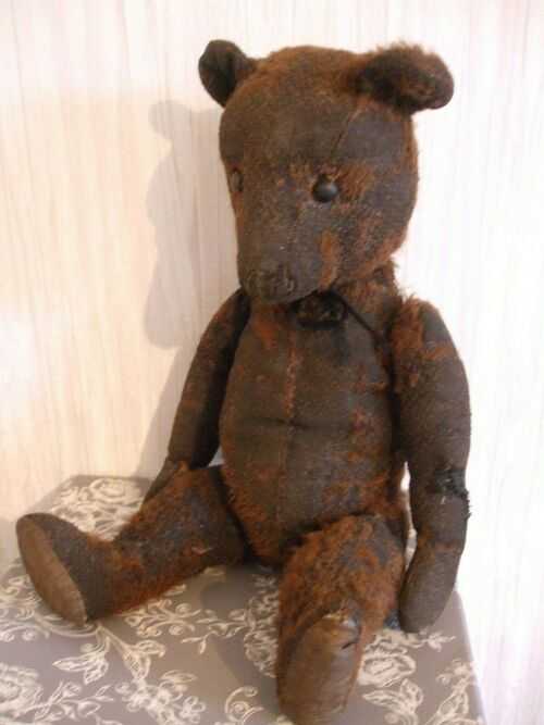 Antique teddy bear (rare dark brown) mohair