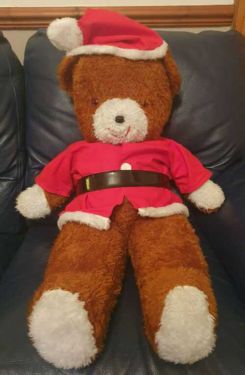 Vintage Large Teddy Bear in Santa Outfit 90cm