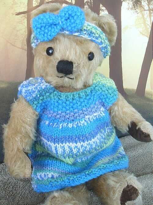 BEAR WEAR 'Fair Isle' tunic dress + headband for a 14  bear