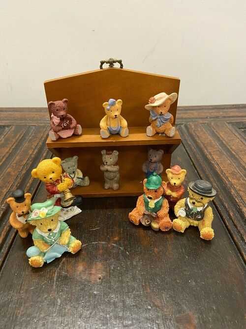 12 Avon-Style Collectable Resin Teddy Bear Figurines