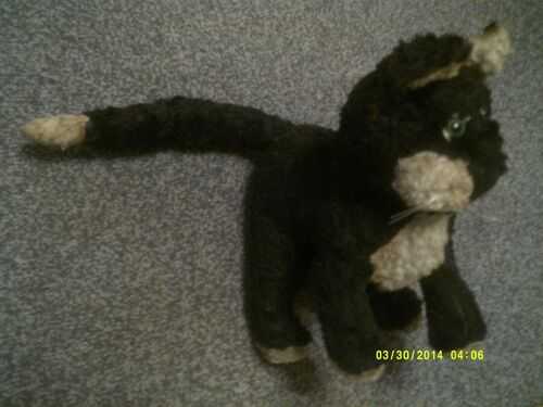 VINT RARE BLACK and WHITE STRAW FILLED MOHAIR CAT 15