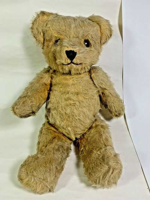 Old English Teddy Bear Golden Mohair Non Working Growler 1940-1950 Large Eyes