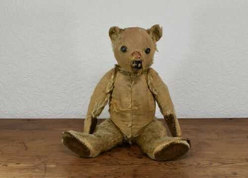 VINTAGE / ANTIQUE JOINTED MOHAIR TEDDY BEAR - FOR RESTORATION  - 19 INCHES
