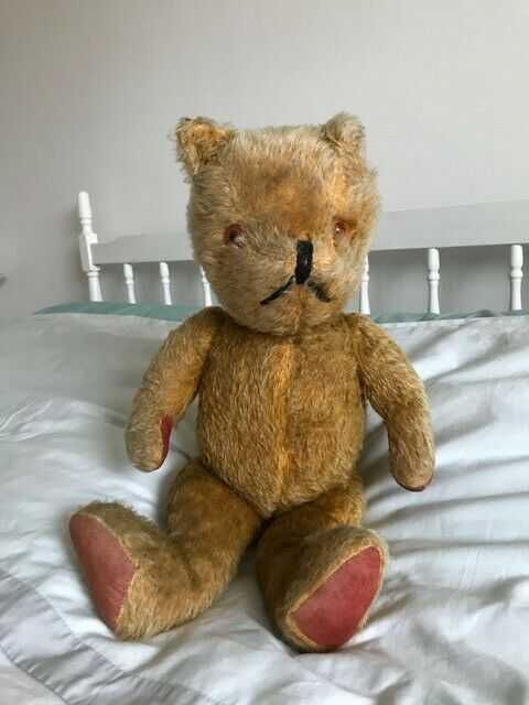 Vintage Teddy Bear Straw filled with articulated limbs 18