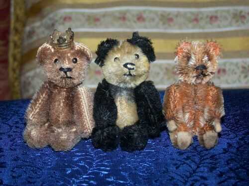 THREE VINTAGE SCHUCO TEDDY BEARS, ALL DIFFERENT AND ALL LOVELY !
