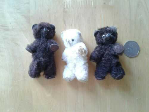 VINTAGE 1950S/60S SMALL LAMBSWOOL TEDDY BEARS X3  APPROX 3