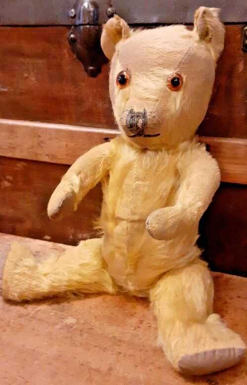 Antique Teddy Bear, Mohair, Fully Jointed, Glass Eyes, Stitched Nose and Growler