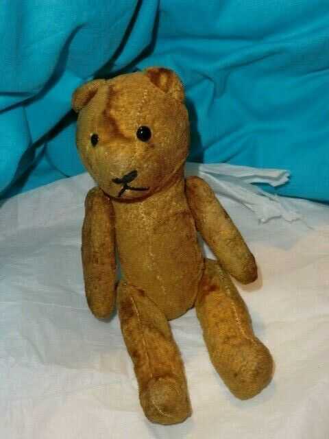 VINTAGE SMALL 'TEDDY BEAR' 1960s MOHAIR GOLD COLOUR WITH MOVEABLE ARMS and LEGS