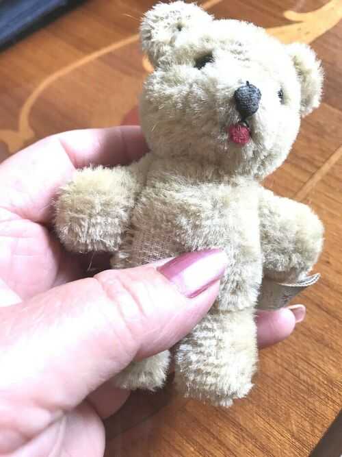 Vintage Teddy Bear , Mohair . Four and Half Inches Tall