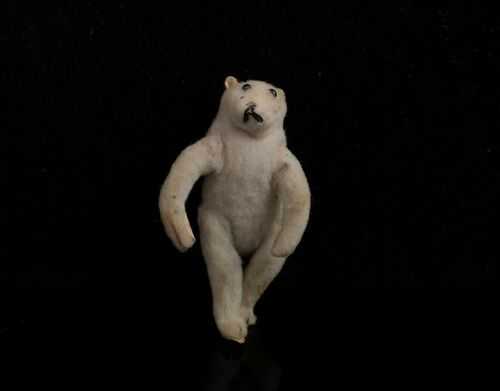 Antique felt polar bear, miniature soft toy