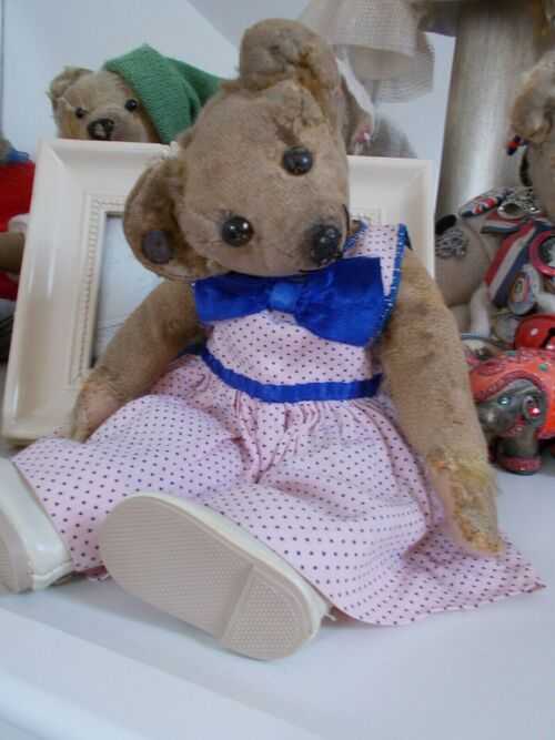 Pretty Polks Dot Dress - Antique/Old Bears/Dolls