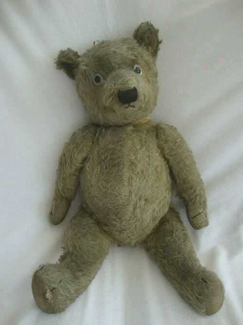 ANTIQUE ONCE GOLDEN MOHAIR TEDDY BEAR GLASS EYES GROWLER STITCHED NOSE JOINTED