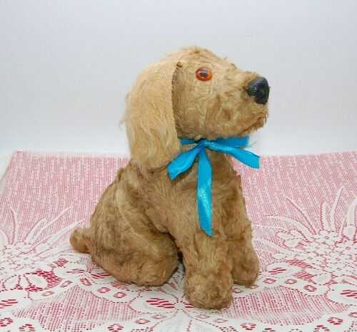 ~~ Old Chiltern Spaniel Dog - Vintage Teddy Bear Friend - Label, English c1950