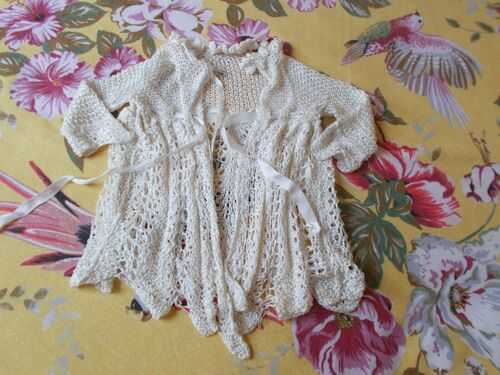 Beautiful Vintage 1930's Cardigan - Lovely Silky Yarn and Ribbons - Dolls/Bears