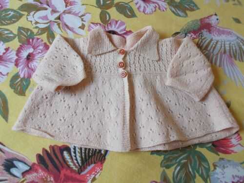 Lovely Vintage Hand Knit Wool Cardigan - Dolls / Bears
