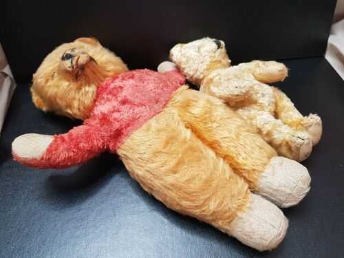 2 x VINTAGE TEDDY BEARS  C1950S  13.52 / 9  MOUTH OPENS UNKNOWN MAKERS