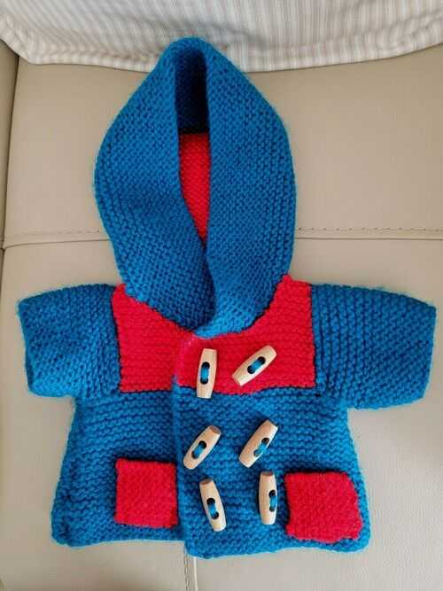 KNITTED DUFFLE JACKET FOR TEDDY BEAR