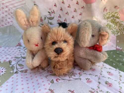 3 early magnetic mini animals,elephant,bunny and Yorkie