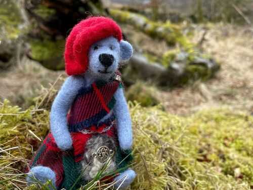 Scottish gift,Highland Art, bear from Highland, outlander bear, wool teddy bear