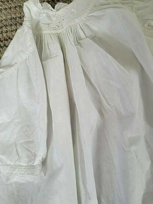 ANTIQUE FINE COTTON CHRISTENING GOWN FOR BEAR