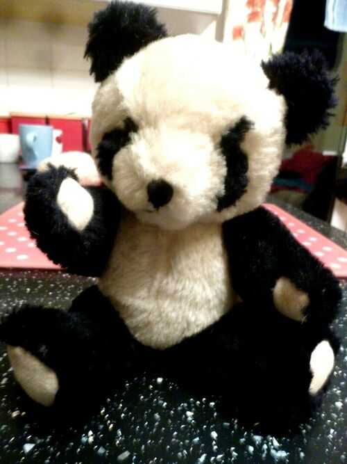Vintage Bear Small Pure wool Fully Jointed glass eyed Panda